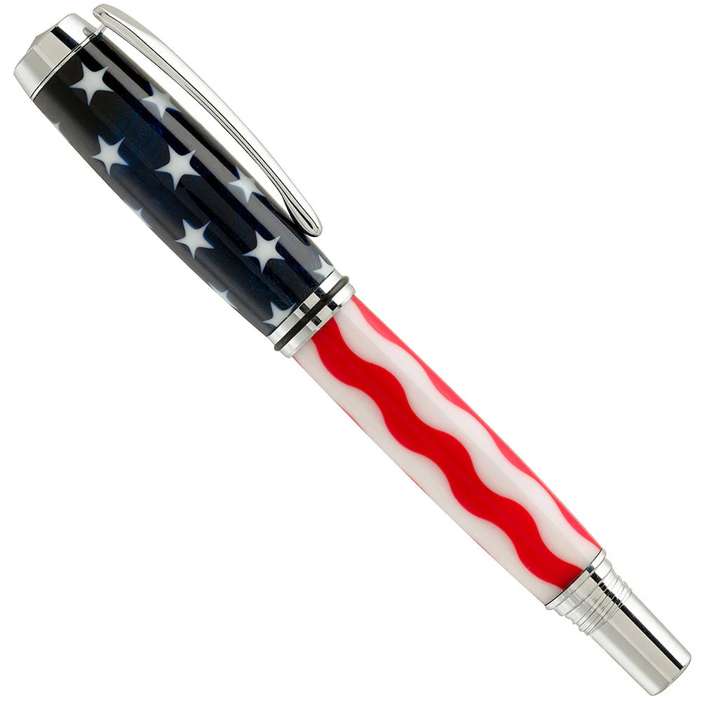 American Flag Wavy Stripes Acrylic Pen Blank - Image 2