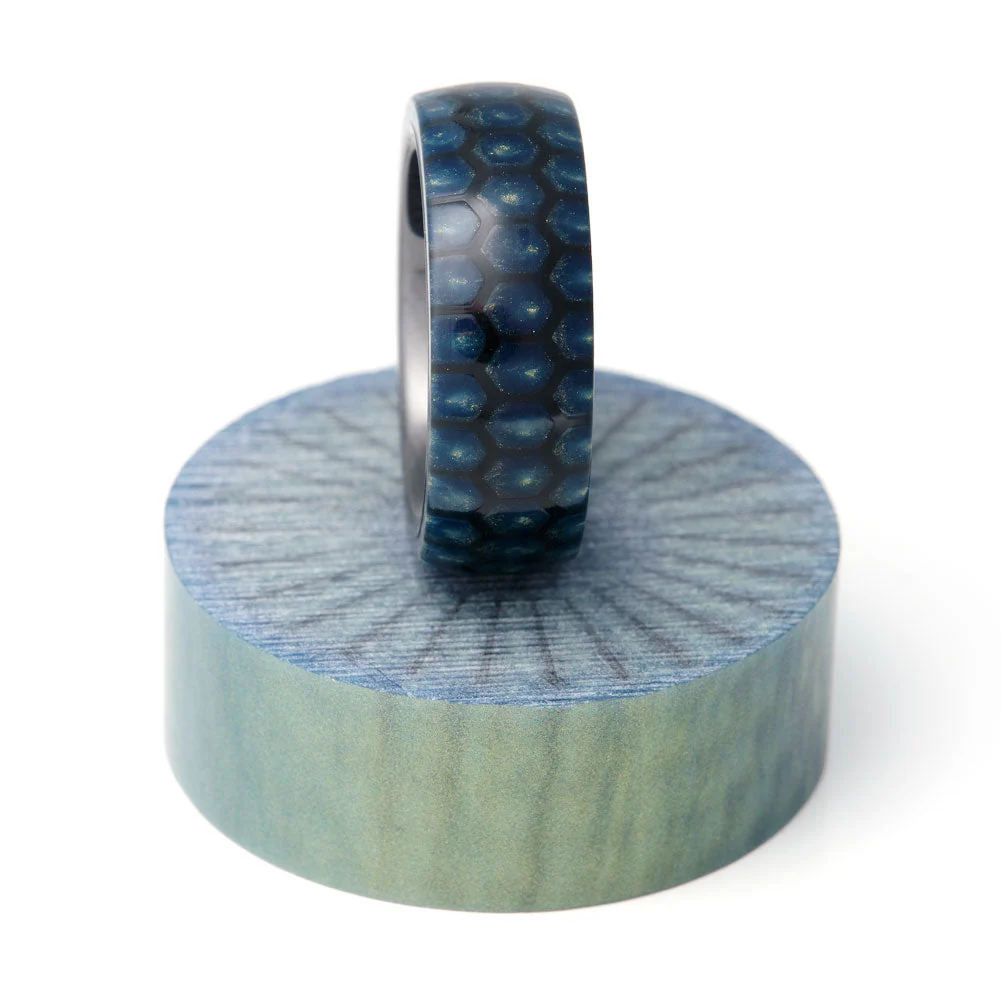 Honeycomb Ring Blank - Beetle Blue