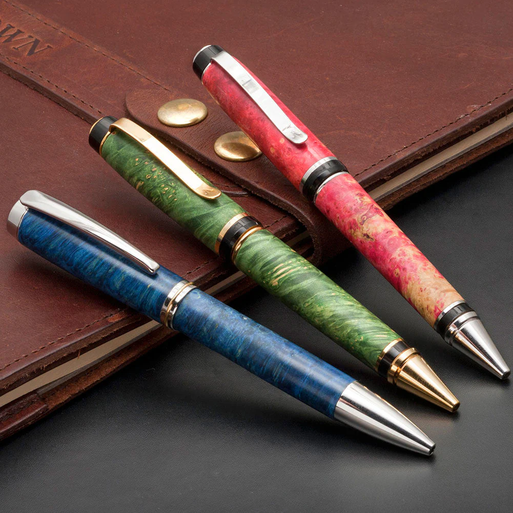 Dyed Box Elder Burl Stabilized Pen Blank - Green - Image 2